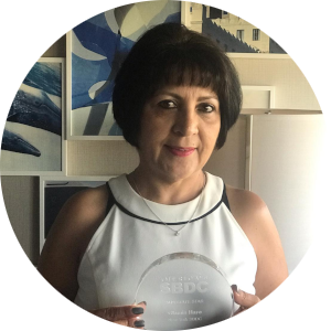 Glamis holding her SBDC recognition